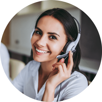 customer service rep touching headset customer service rep touching headset