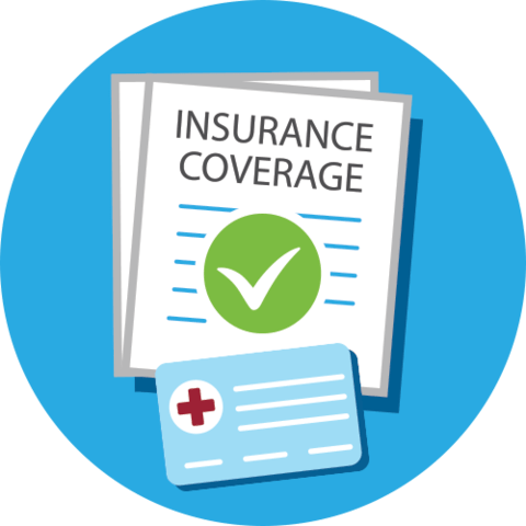 insurance coverage and card with checkmark