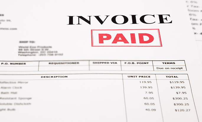 Invoice with a PAID stamp Invoice with a PAID stamp