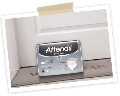 box of attends briefs on a customers doorstep