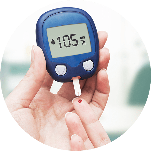 a hand testing for blood glucose levels using a fingerstick device