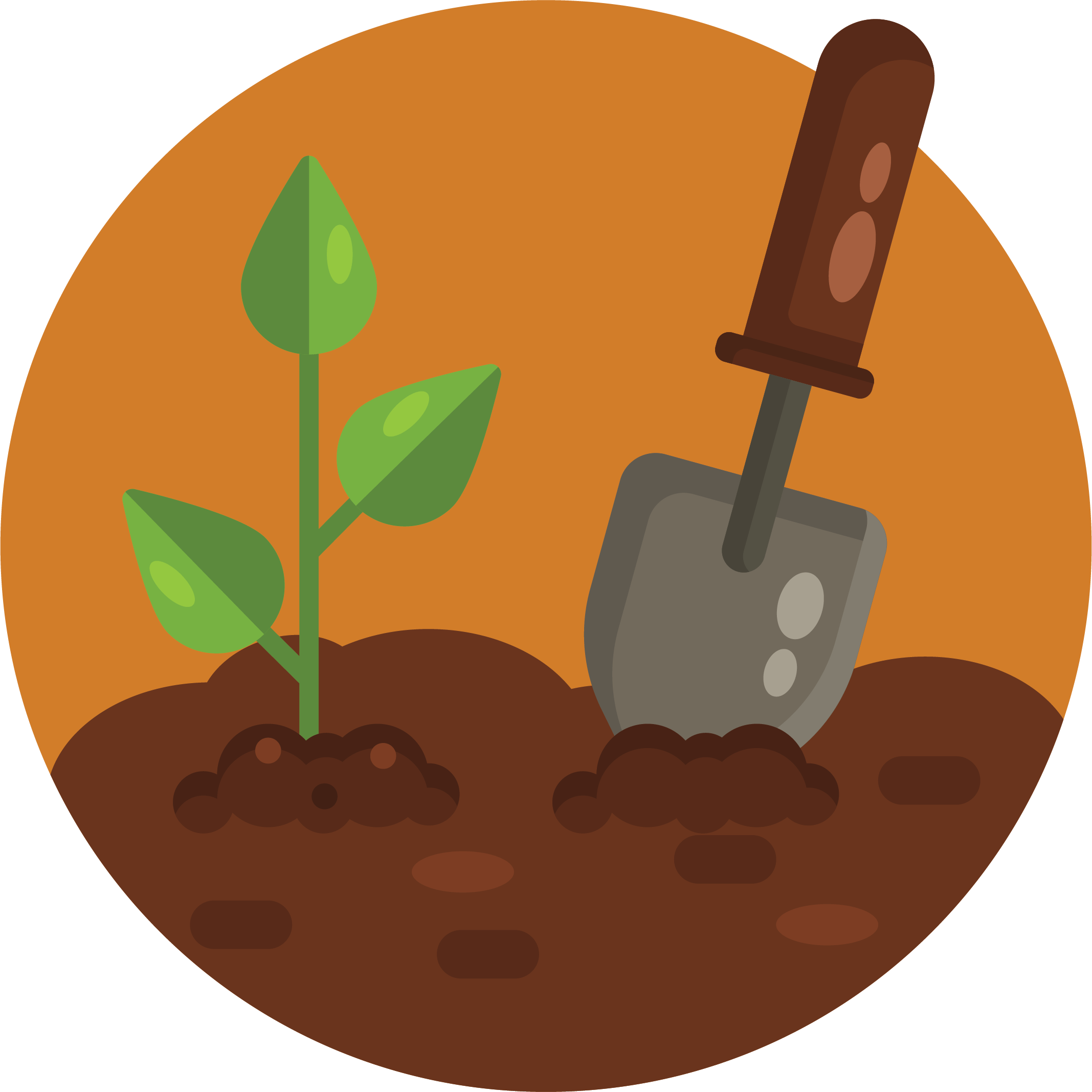 gardening-digging-icon gardening and squatting is good exercise