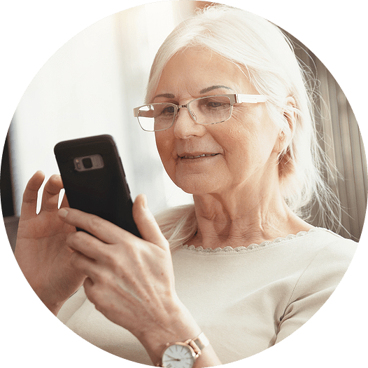 senior woman on phone app