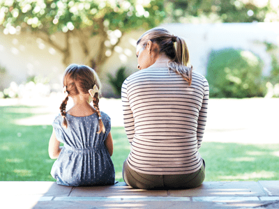 parent checking in with a child