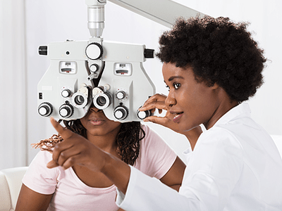 woman getting an eye exam