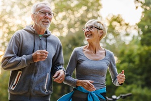 two seniors exercising