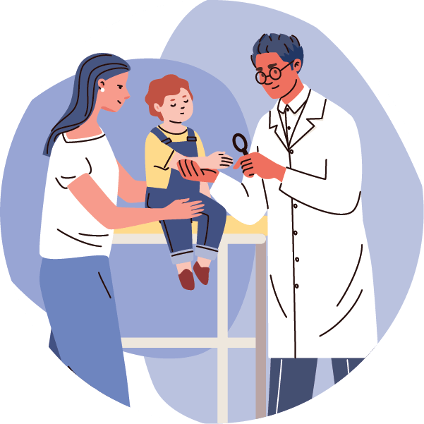 child-with-diabetes-at-dr parent taking child to dr